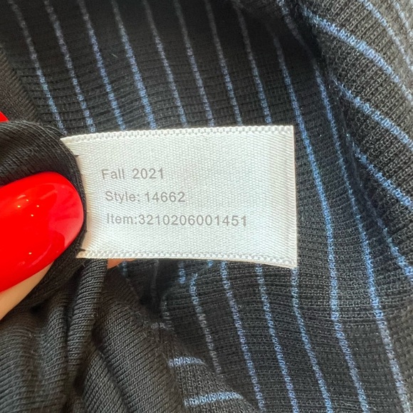 Marine Layer Lexi Rib Black Blue Striped Short Sleeve Midi T-Shirt Dress Size XL - Picture 8 of 11